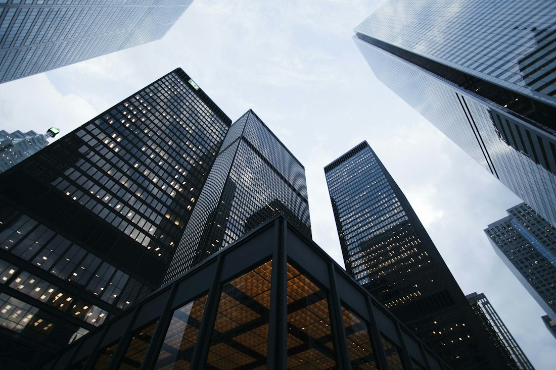 Architectural lines of a modern office tower